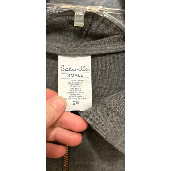 Women's Small Splendid Full Zip Sweatshirt Hoody Bronze Shoulders Details - Picture 4 of 6